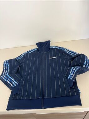 adidas Navy Pinstripe/Floral Track Jacket